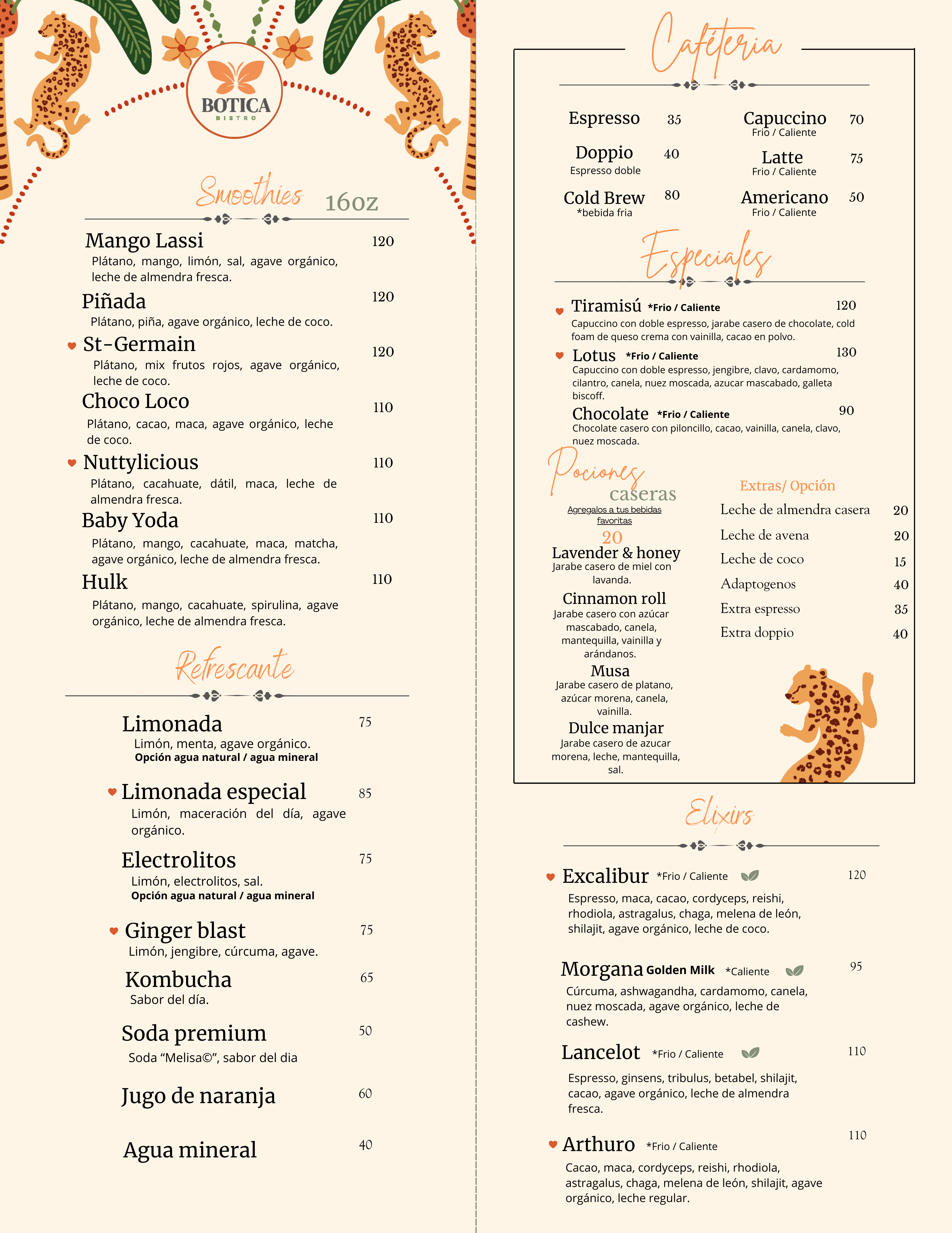 Menú de Bebidas - Español